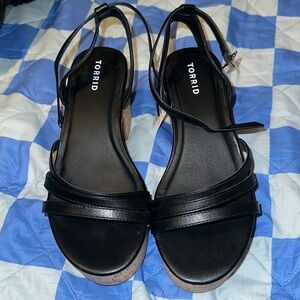 Black wedge platform cork sandals from Torrid